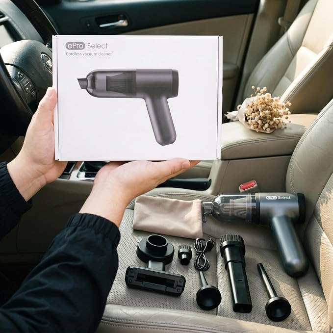 Handheld Vacuum Cordless, 12000Pa 75W Mini Vacuum with Blower Function, 24 Mins Runtime, 0.14L Dust Bin, Compact Design with Multi-Accessories for Stairs, Car and Home