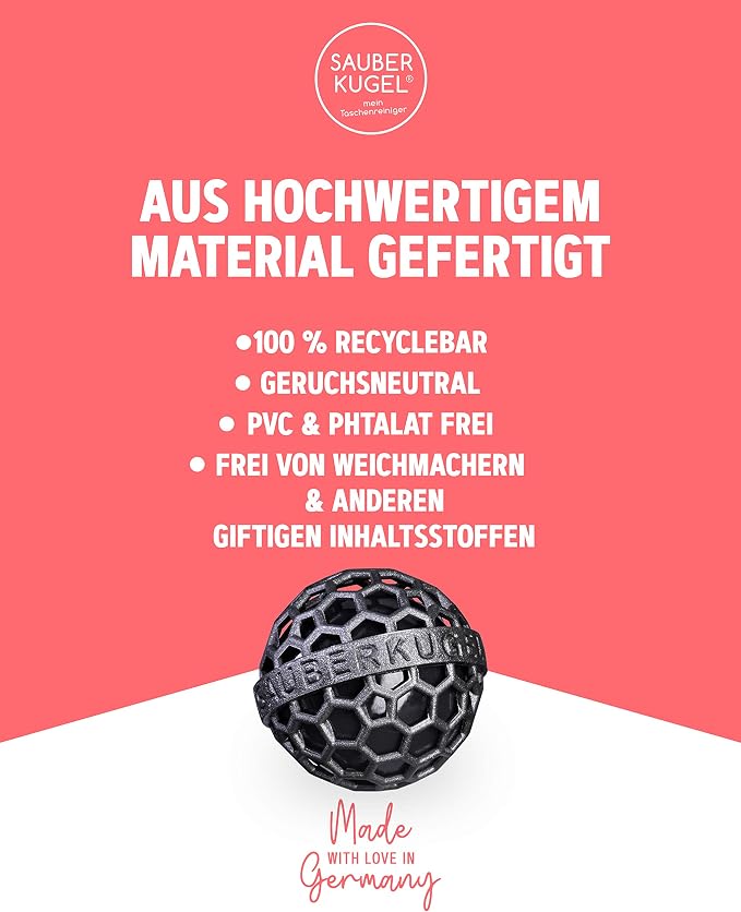 Sauberkugel - The Clean Ball - The clever way of cleaning purses, bags, backpacks and school bags (Summerfield Collection)