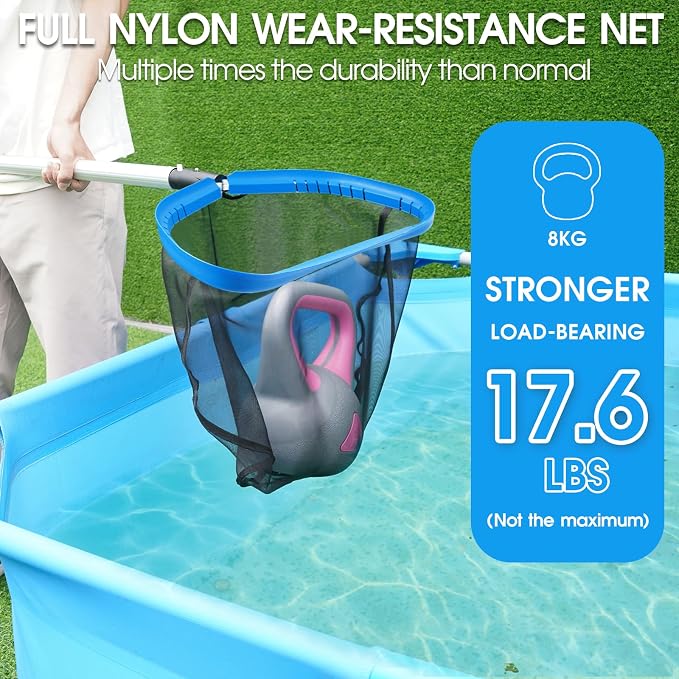 Self-Repair Pool Net with 2-in-1 Multifunctional Pool Brush 10 FT Poles