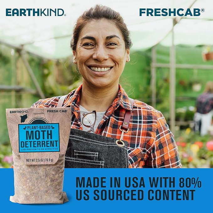 EarthKind Fresh Cab Moth Deterrent - Moth Deterrent for Closet, Pantry & More - DIY Pest Control Pouches - Cedarwood Oil & Geranium Oil - New Packaging - 6-Pack, Extended Release Pouch Pod