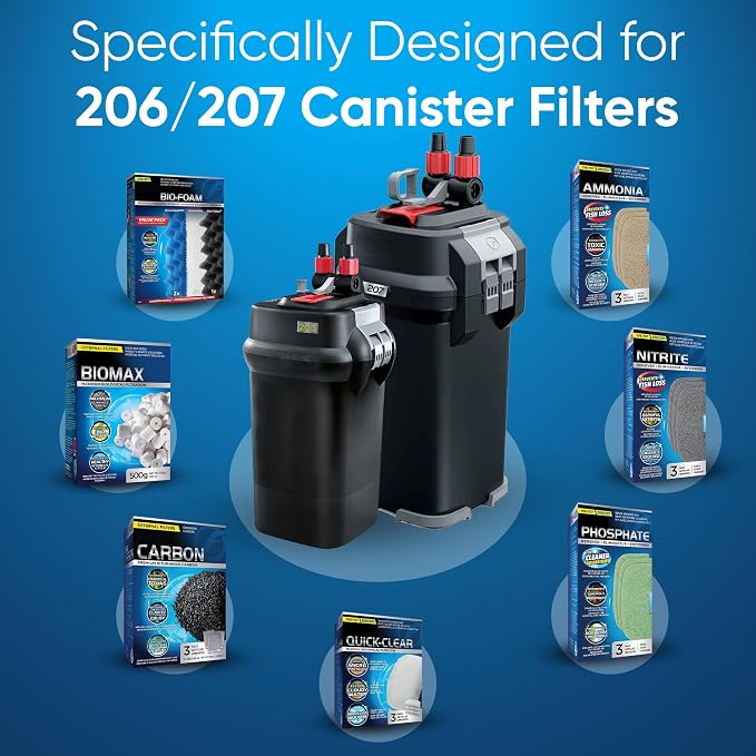23 Pcs 206/207 Filter Media Canister Filter Maintenance & Replacement Filter Media Kit, Quick Clear, Carbon Bags (300g), Biomax (500g), Bio Foam, Phosphate-Ammonia-Nitrite Remover, Including Mesh Bags
