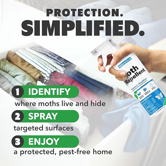Moth Repellent Spray – Helps Deter Moths from Closets, Clothing & Fabric Surfaces, 16 oz (475mL)