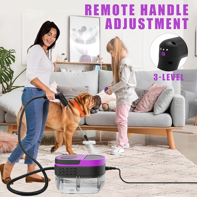 Steam Cleaner - 3-Level Adjustable Handle 15s Heat-Up - Steamer for Cleaning with 10pcs Accessories - Portable Steam Cleaner for Home for Car, Dirt, Grease, Grout, Tile, Floor, Couch, Furniture-Purple
