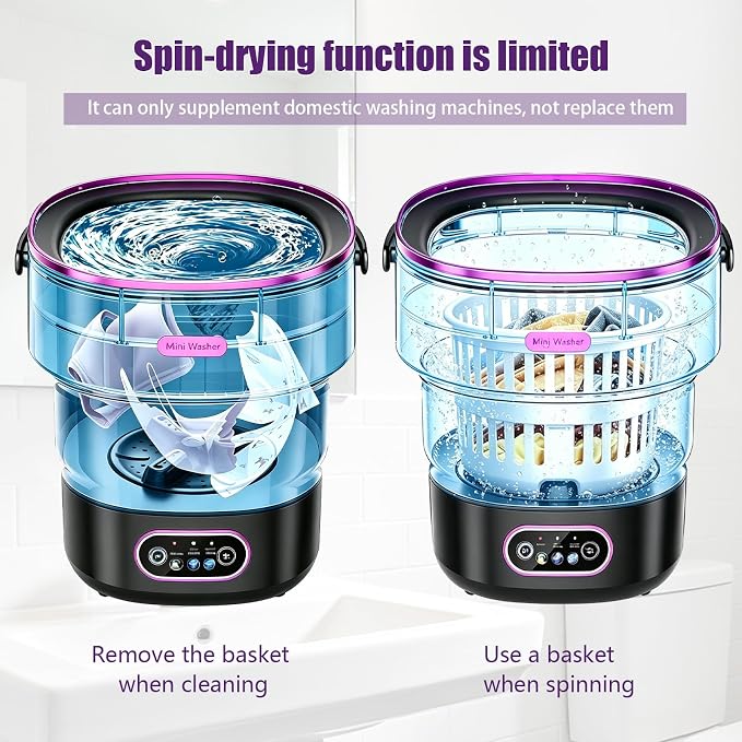 20L Portable Mini Washing Machine,Foldable Portable Washer Mini Lavadora Portatil for Apartment,RV,Camping,Travel – Wash Baby Clothes, Underwear,Bra Separately to Keep Clean and Healthy