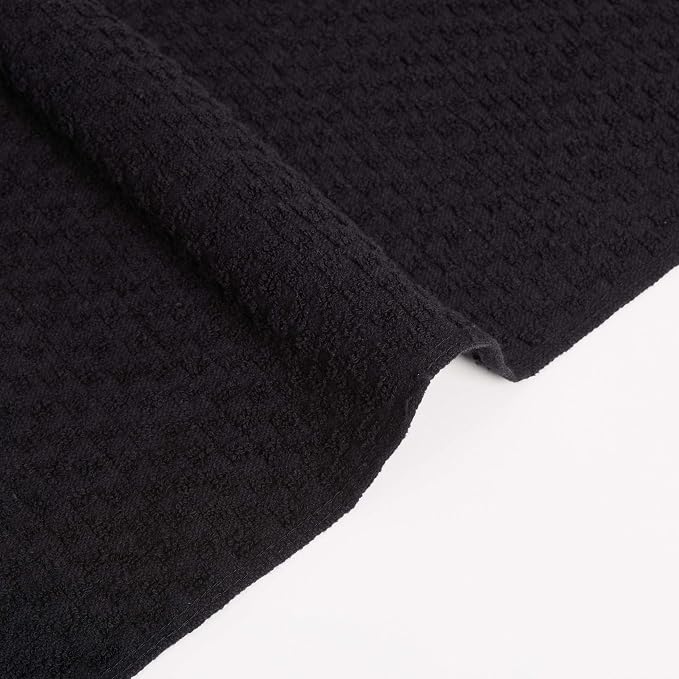 Kitchen Towels - Dish Towels and Dish Cloths - Hand Towel and Dishcloths Sets - 100% Soft Ring Spun Combed Cotton - Great for Cooking in Kitchen or Household Cleaning - Size 15" x 25" (Black, 12)