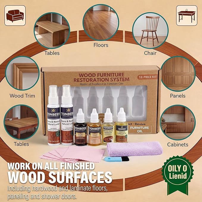 Wood Furniture & Floor Scratch Remover Repair Kit,12 PCS Professional Hardwood Furniture Cleaner Restore Care Set - Eraser Scratch, Covers Nicks, Scuffs & Dogs, Cats Scratches, Marks & Minor Defects