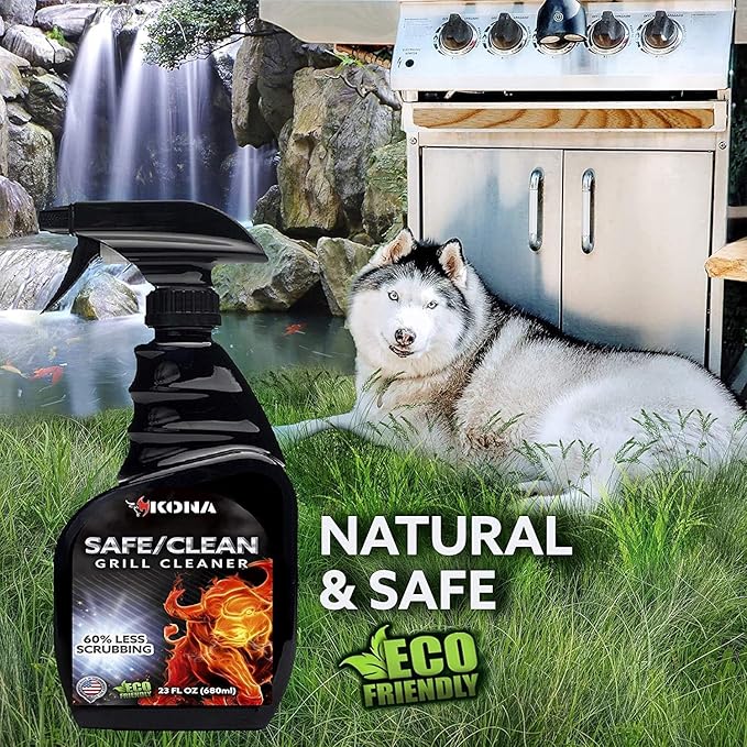 Coil Grill Brush & Grill Spray Cleaner - Safe/Clean Bristle-Free BBQ Grill Brush & Heavy-Duty, No-Drip Grill Spray, Eco-Friendly Degreaser (23 oz) - Perfect for Outdoor Grilling & Cleaning