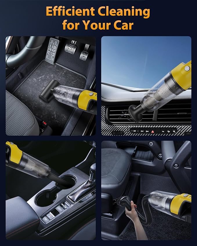 4-in-1 Cordless Handheld Vacuum, 1.1lb Ultra-Light, 10000Pa Powerful Suction, Portable Car Vacuum with HEPA Filter & Large Dust Cup, Rechargeable for Car