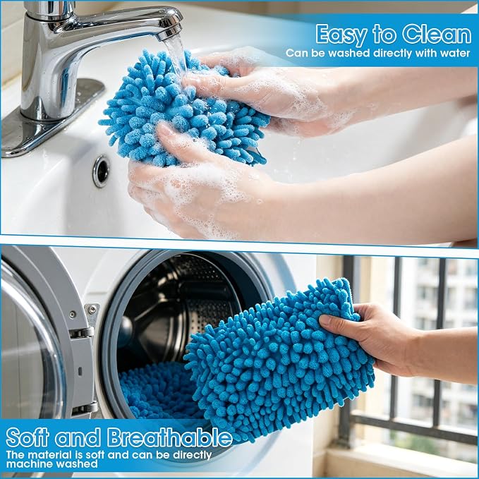 Updated Ceiling Fan Cleaner Duster with 6Ft/72in Extension Aluminum Handle | Reusable Microfiber Duster, Chenille Fan Blade Cleaner Removable Dusters for Cleaning Walls Floor, Baseboard, Cobweb