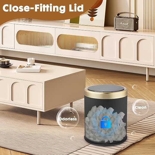 Automatic Touchless Bathroom Trash Can with Lid, 3 Gal and 2.8 Gal Automatic Garbage Bin for Bedroom,Kitchen,Office