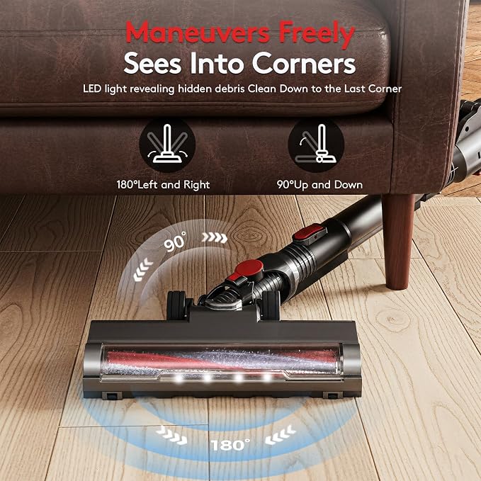 RONEAIR Cordless Vacuum Cleaners for Home,40Kpa 45Mins Vacuum Cleaner Cleans Under Furniture Without Bending,Self-Standing,Powerful Stick Vacuum Cordless for Pet Hair,Hard Floors,Carpets,Car