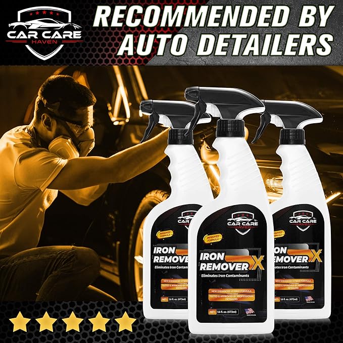 Car Care Iron Remover X, Car Detailing Iron Rust Remover-Wheel, Paint, Ceramic-Cleaner-Car Cleaner Exterior Care Products, Colorless Rim Cleaner, Decal Remover-Use before Clay Bar (32 Fl Oz Spray)