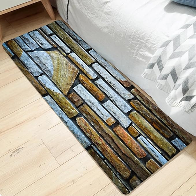 WODEJIA Non-Skid Low Pile Sponge Foam Door Entry Rug for Bathroom Mat,Separate Tub Shower Skid Proof Rugs, Home 3D Optical Illusion Rug Non Slip Bath Mats Welcome Mat 47 x 18 inches