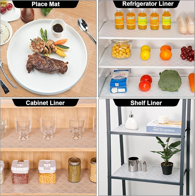 Cooyes Shelf Paper for Kitchen Cabinets Non Adhesive, Waterproof & Oil-Proof Kitchen Drawer Liner for Refrigerator Drawer Fridge Cupboard (23.6 Inch W x 354 Inch L)