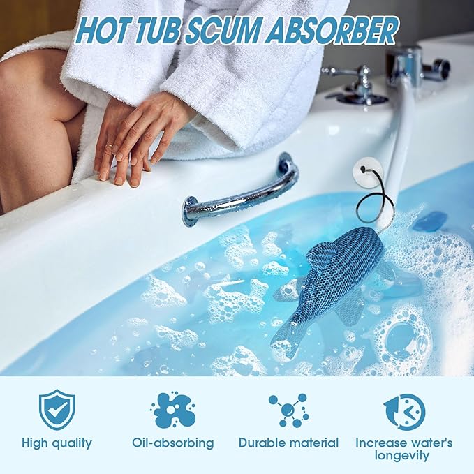 Hot Tub Scum Absorber, Hot Tub Accessories, Spa & Pool Scum Eliminating Balls,Hot Tub Scum Sponge for Hot Tub Oil Absorbing Sponge for Hot Tub Skimmer, Hot Tub Sponge Scum Remover (Shark)