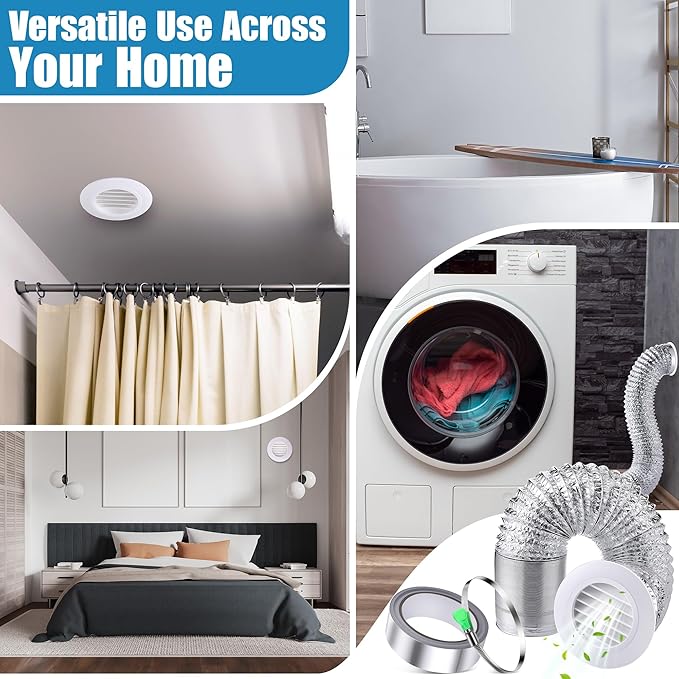 2 Set Dryer Vent Kit with Hose/duct Connector/wall Vents Cover, 4 Inch Dryer Vent Hose Through Wall Ducting Kit, Aluminum Ducting Tube Connector Soffit Vents for Ventilation, Air Circulatio