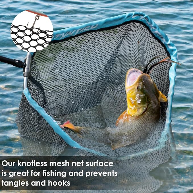 THKFISH Folding Aluminum Fishing Landing Net with Extra Long Telescoping Pole Handle,Extend to 82-157 Inches (98” Telescopic Handle/17.7” Hoop Size), Blcak