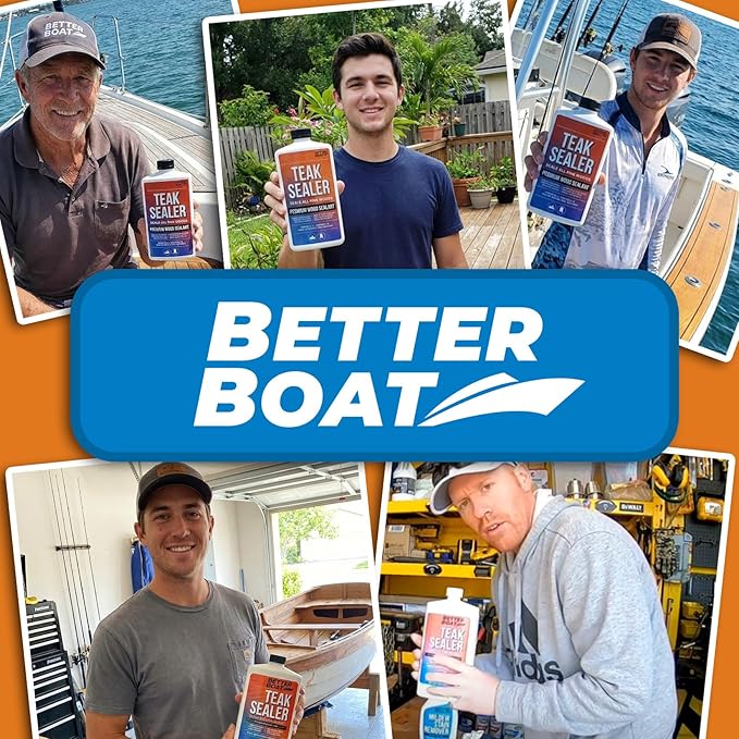 Better Boat Teak Cleaner and Brightener for Wood, Teak Oil or Sealer for Boats, Indoor Furniture, Shower Stools, and Outdoor Wood Furniture Restorer for Stains