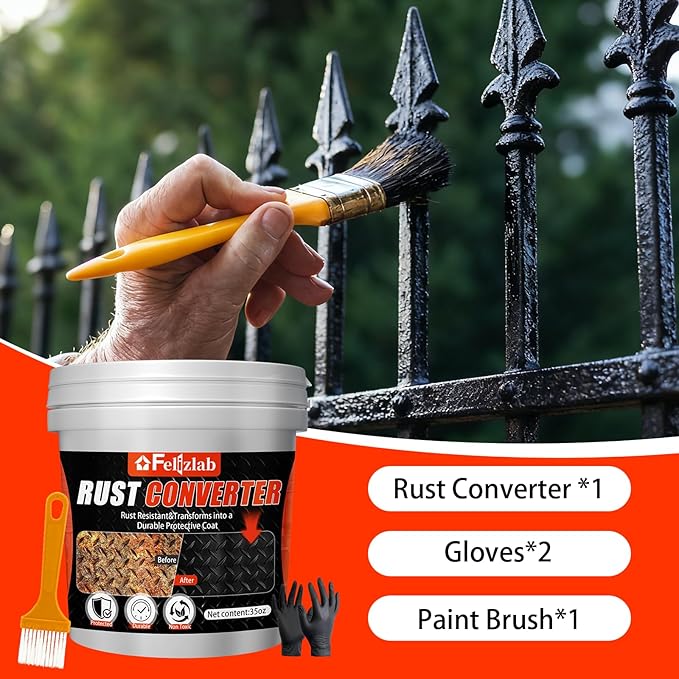 2-in-1 Rust Converter & Metal Primer, 35 Floz Automotive Rust Remover Paint for Metal,UV Resistant Anti Rust Reformer& Inhibitor, Long-Lasting Heat Resistance Coating,Industrial Grade Water Based