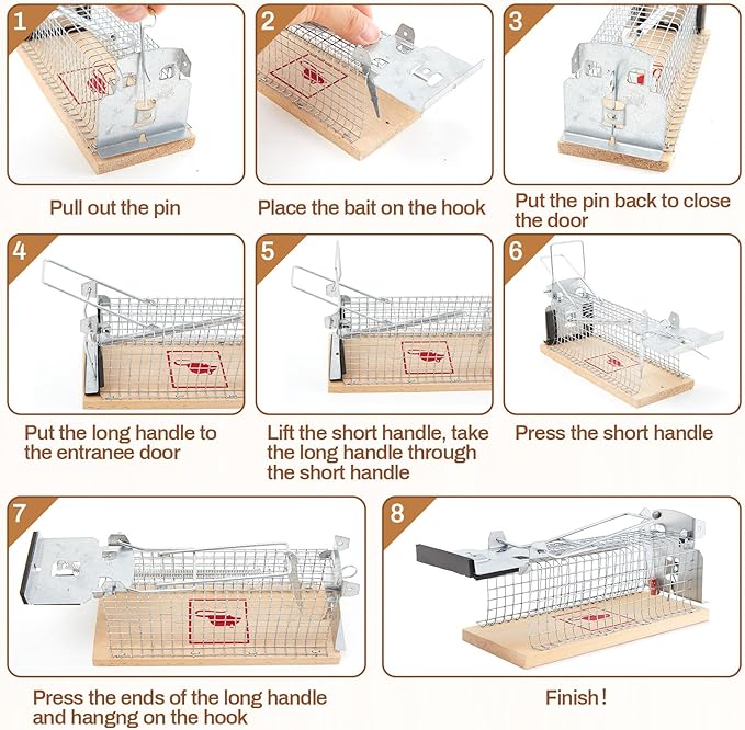 6 Pack Small Humane Mouse Trap, 6 x 2.4 x 2.8 Inch, No Kill, Catch and Release, Reusable Live Mouse Trap, Indoor Outdoor Rat Cage for Small Live Rodent Chipmunk Squirrel Mole Safe Control