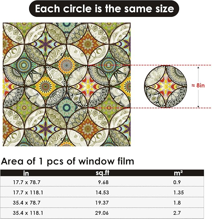 DKTIE Static Cling Decorative Window Film with Installation Tools Non Adhesive Privacy Film Stained Glass Window Film for Bathroom Shower Door Heat Cotrol Anti UV 17.7 x 118.1 Inch