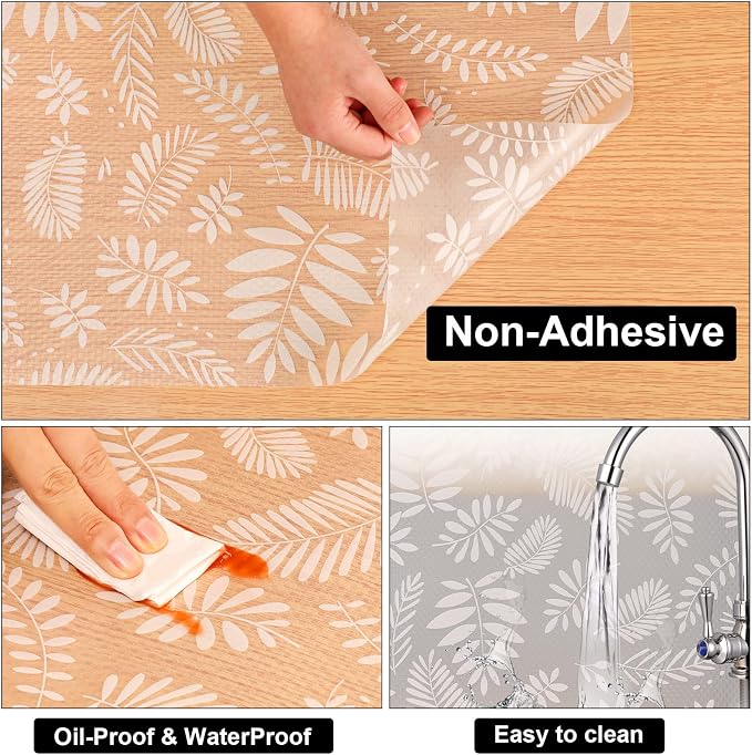 Cooyes Shelf and Drawer Liners for Kitchen Cabinets, Non Adhesive Cabinet Liner, EVA Waterproof Durable Non-Slip Drawer Mats for Shelves, Refrigerator, Storage, Desks(11.8" W x 360" L)