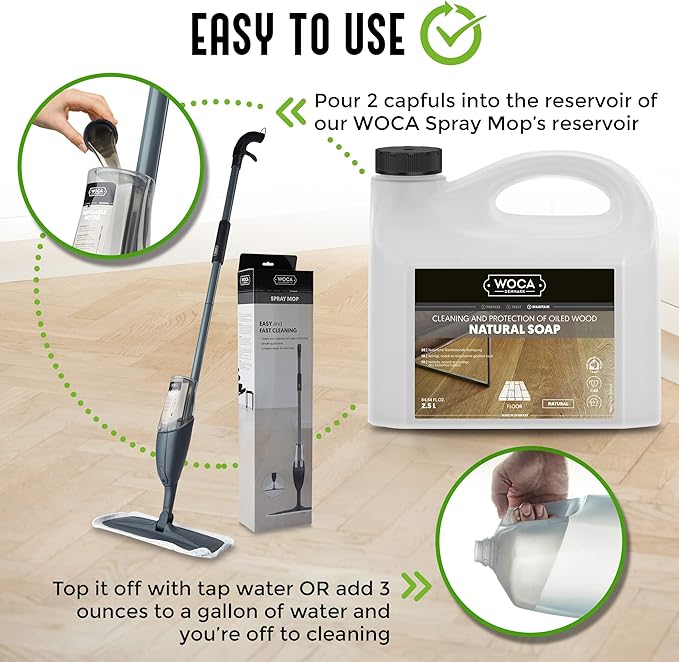 WOCA Natural Soap, Natural 1L - Concentrated Wood Cleaner for oil finished hardwood floors, tables, millwork, cutting boards, countertops and butcher block