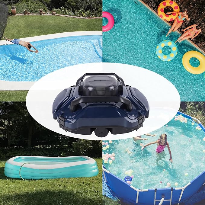 yosager Cordless Robotic Pool Cleaner, Cordless Automatic Pool Vacuum Lasts 90 Mins Runtime with Rechargeable Battery, Robotic Pool Vacuum Automatic Cleaning, Dual-Motor, for Above/In Ground Pools