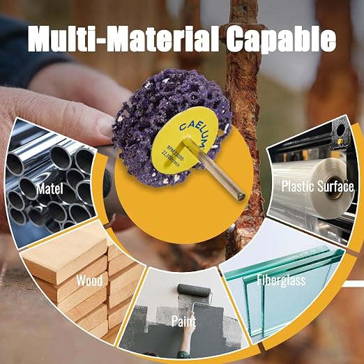CAELUM 10 Pack 1.5" Strip Discs, Rust Removal Wheels for 1/8" Shank Rotary Tools, High Speed Grinding Discs for Paint, Oxide, Weld Cleanup, Scale Removal, Metal, Wood & Auto Repair