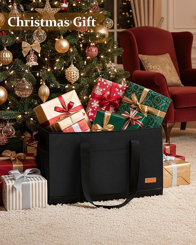 WONDAY Extra Large Utility Tote Bag - Standing Reusable Grocery Bag with Handle, Collapsible Storage for Shopping, Beach
