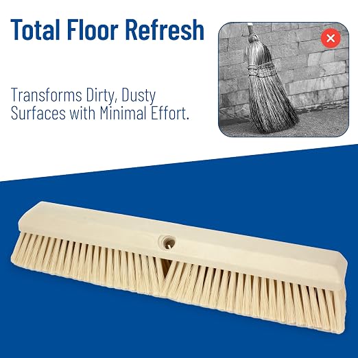 SPARTA 41890EC25 Omni Sweep Plastic Push Broom Head, Heavy Duty, Industrial Broom With Color Code System For Outdoor, Indoor, Garage, Concrete, Patio, Kitchen, Bathroom, 18 Inches, Tan, (Pack of 12)