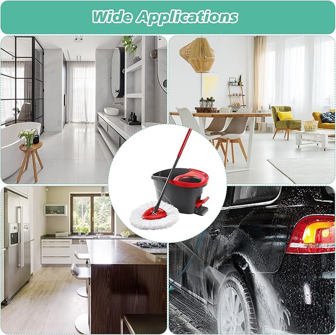 10 PCS Spin Mop Replacement Head,100% Microfiber Mop Heads Replacements Compatible with Cedar Easywring 1-Tank System, 360 Degree Round Mop Refills for Easy House Cleaning Floor Mopping