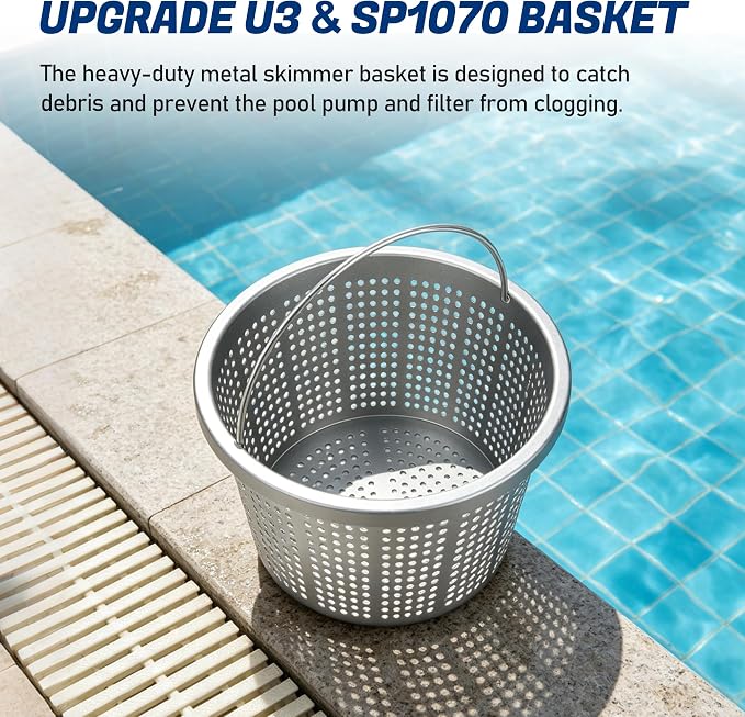 Aluminum Inground Pool Skimmer Basket for Pentair U-3 and Hayward SP1070 Skimmer Basket - 8 Inch Metal Pool Basket Replace SPX1070E 08650-0007 B-9 Filter Basket