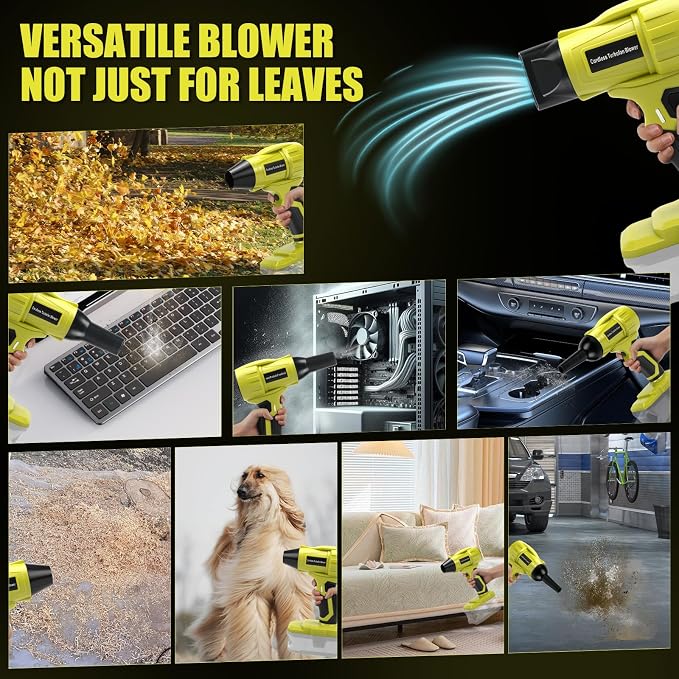 Cordless Leaf Blower for Ryobi 18V ONE+ Battery, 350W Brushless Leaf Blower with 5 Nozzles, Variable Speed, Lightweight Handheld Blower for Leaves Dust Patio (Battery Not Included)