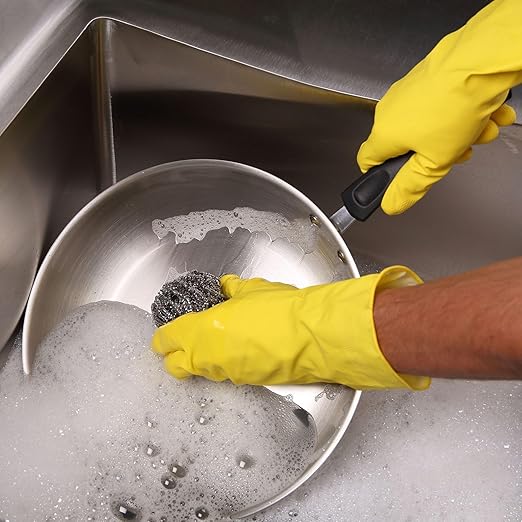 Boardwalk Stainless Steel Scrubber, Large Size, 2.5 x 2.75, Steel Gray, 12/Carton