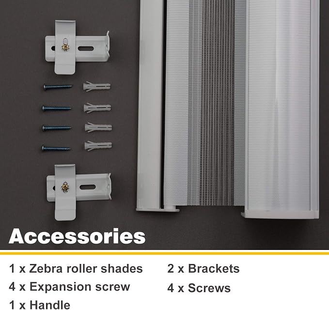 MYshade Roller Shades Zebra Blinds for Indoor Windows Cordless Day and Night Light Filtering Dual Layer Roller Window Blinds & Shades, Easy to Install, Size 21" x 72" Black