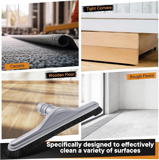 Replacement Floor Tool Compatible with ProTeam 101446 E-Z Glide Backpack Vacuum,Compatible with Hoover C2401, 14" Multi-Surface Brush for Commercial Cleaner(1 Pack,Nylon Brush Pro)