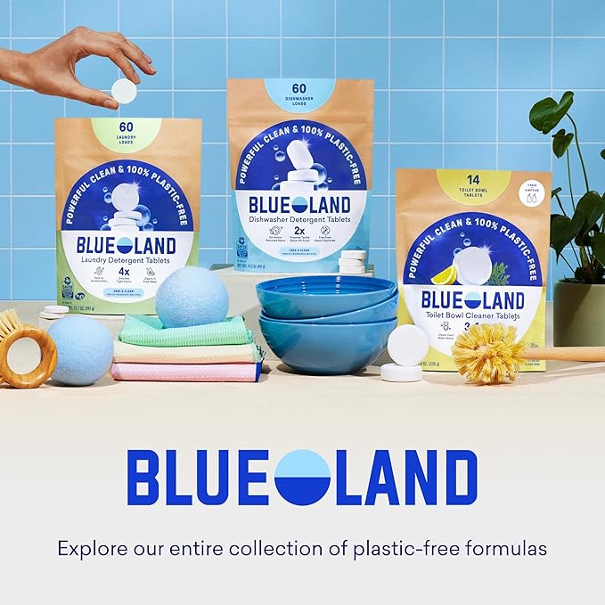 BLUELAND Oxi Laundry Booster Powder with Tin, Starter Set, Spring Bloom Scent, 25 Loads, 17.6 oz, Plastic-Free, Eco Friendly, Oxy Cleaner, Stain Remover