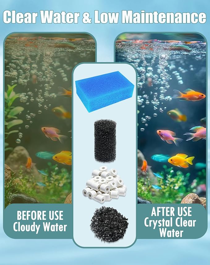4-Set Complete 3-Stage Filter Media Kit Replacement for Fluval AC50/Aquaclear 50 Power Filter – Includes Foam, Biomax & Carbon for Freshwater & Saltwater Aquariums & Fish Tanks
