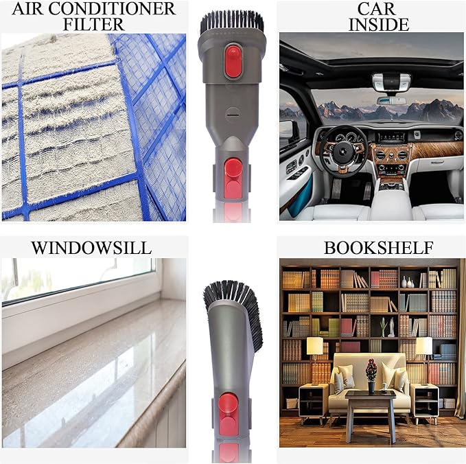Dyson Vacuum Attachments and Motorized Brush Head for V7 V8 V10 V11 V15 – Replacement Accessories Kit with Dryer Vent Cleaner, Flexible Hose & Anti-Tangle Power Head for Pet Hair, Home & Car Clea