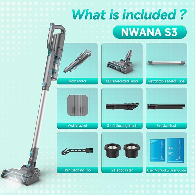 280W Cordless Vacuum Cleaner for Home, Powerful Stick Vacuum with 45min Runtime,Rechargeable Wireless Vacuum for Hardwood Floor Carpet Pet Hair