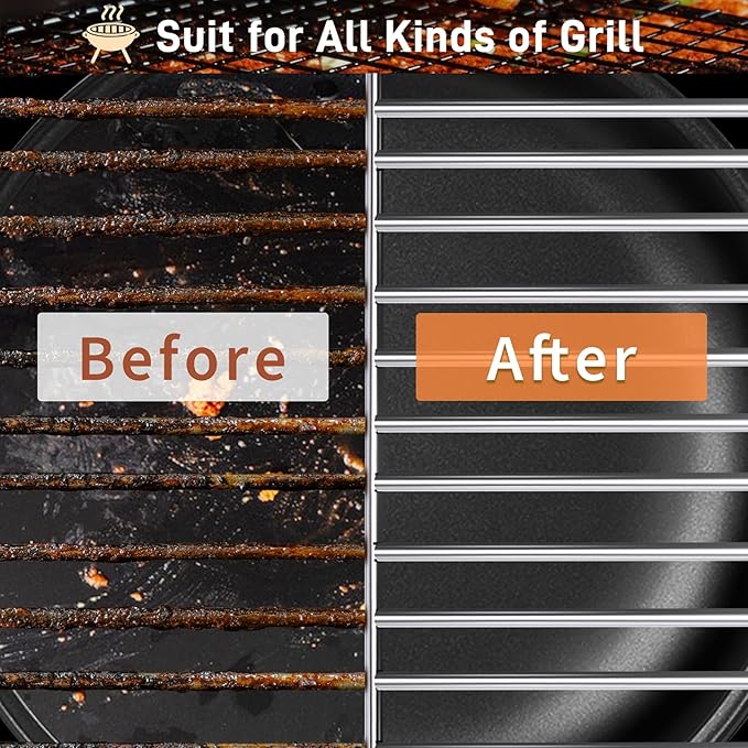 BBQ Grill Brush with Scraper-Removable BBQ Clearning Brush Head with Wire Bristles Brush & 2 Steam Brush-Black Grill Cleaner Brush Accessories for Gas/Charcoal Grilling Grates-Gifts for Grill Men