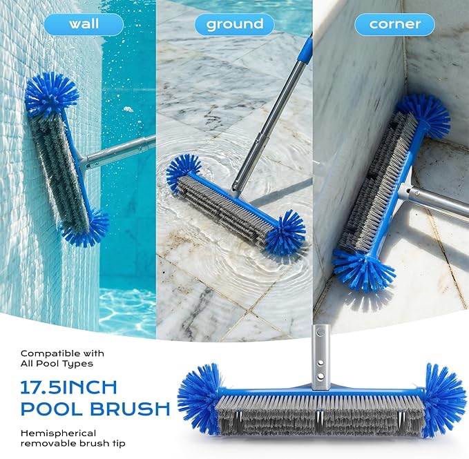 Pool Cleaning Kit with Telescopic Pole, Pool Net with Pole & Dual Skimmers – Premium Pool Accessories for Inground Pools
