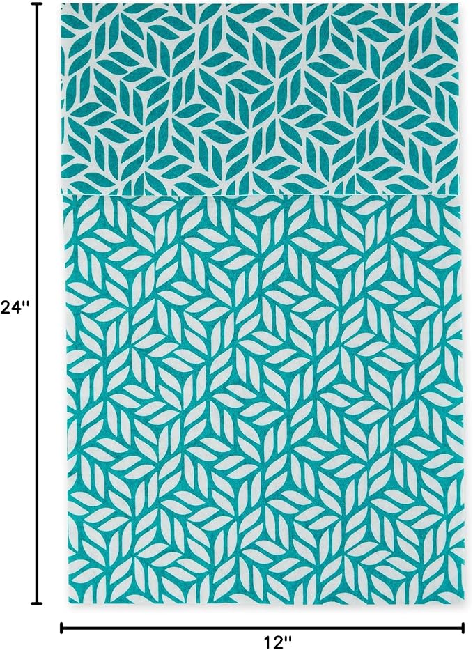 DII Fridge Liner Collection Non-Adhesive, Cut to Fit, 12x24, Teal Abstract Leaf, 6 Piece