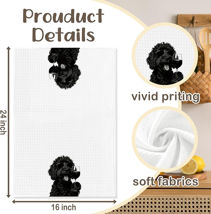 Funny Goldendoodle Kitchen Towels Set of 2, Dog Kitchen Bar Accessories, Dog Chef Gifts for Women Decorative Hand Towels for Kitchen Decor, Goldendoodle Lovers Gifts Tea Towel, 16x24 Inch