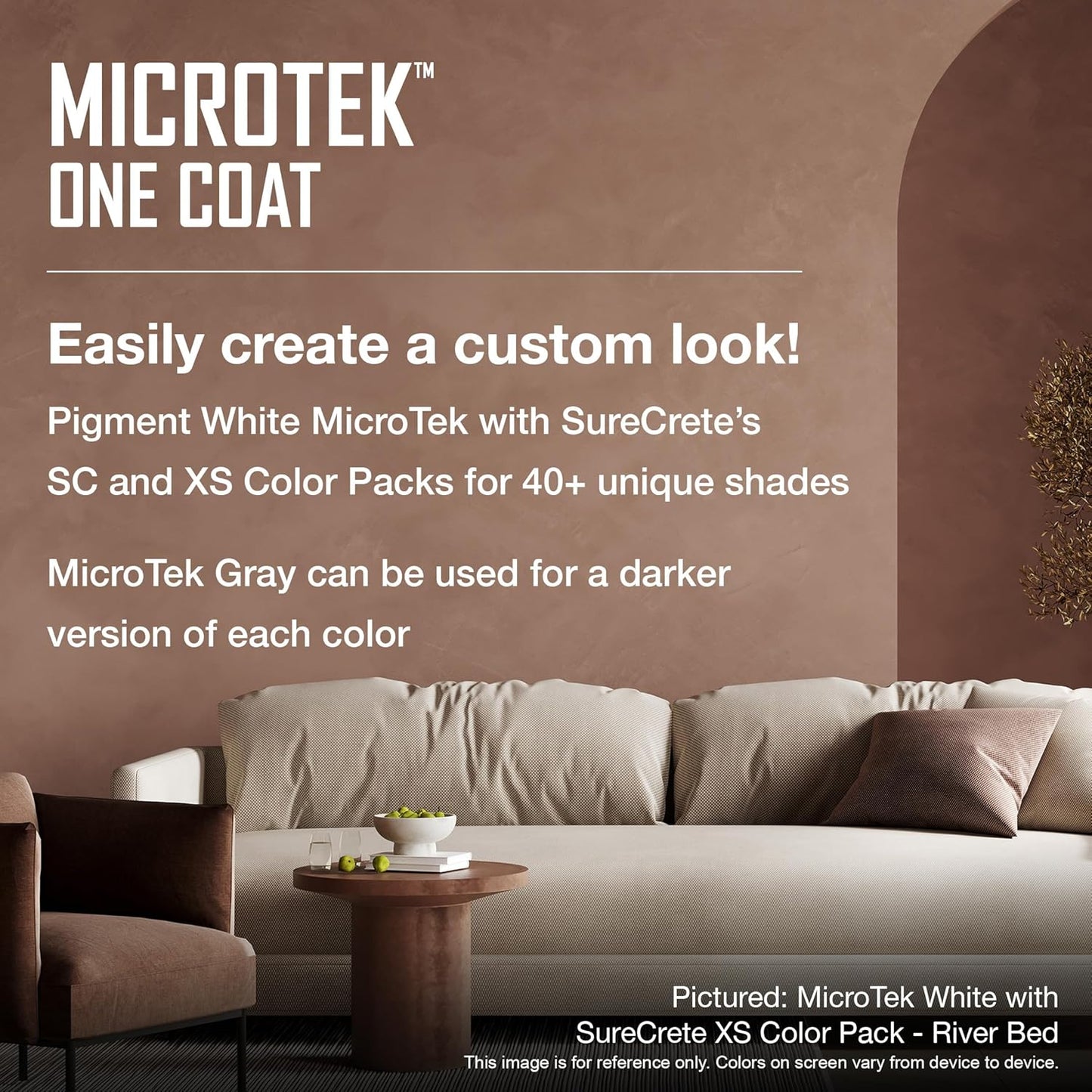 SureCrete MicroTek One Coat | Gray | 40 lb Bag | Microcement Overlay for Interior & Exterior Walls, Bathrooms, Fireplace Surrounds & Floors