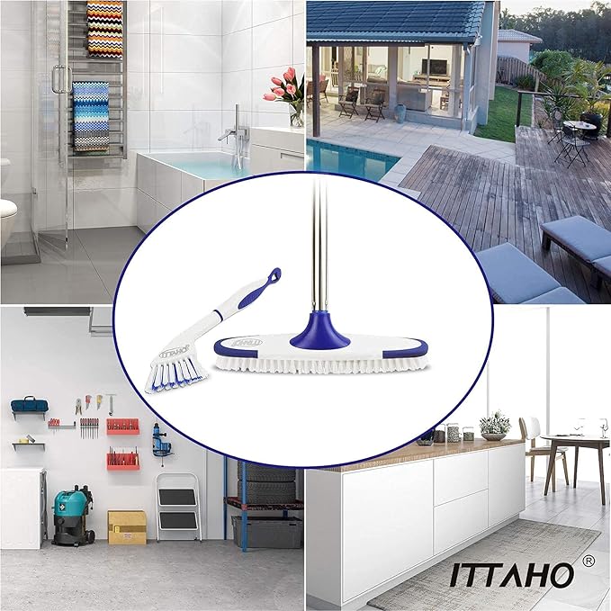 ITTAHO Extendable Window Squeegee Cleaning Tool, and Floor Scrub Brush