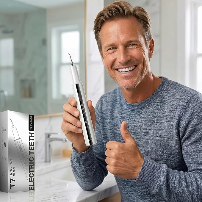 Plaque Remover for Teeth, ARISSON Ultrasonic Tartar Remover, Dental Cleaner with LED Light, 5 Modes Teeth Cleaning Tool, Rechargeable Dental Pick with 2 Replaceable Heads for Home & Travel