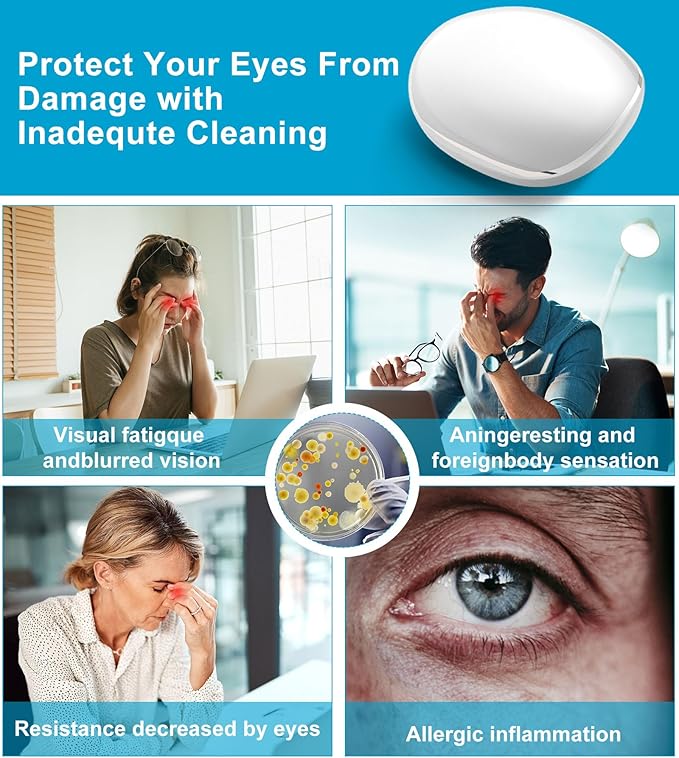 ofone Contact Lens Cleaner, Ultrasonic Contact Lens Cleaning Machine with USB Charger, Timer Display and 5 Contact Solution Cases Kit Replacement for Soft Hard Colored RGP Lenses (White)