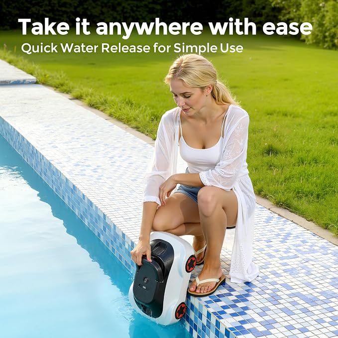 C5 Robotic Pool Cleaner, Cordless Pool Vacuum for Above-Ground & Inground Pools up to 2,200 Sq.Ft, Strong Suction, 180-Min Runtime, Smart Auto-Parking & 2.7L Large Debris Basket